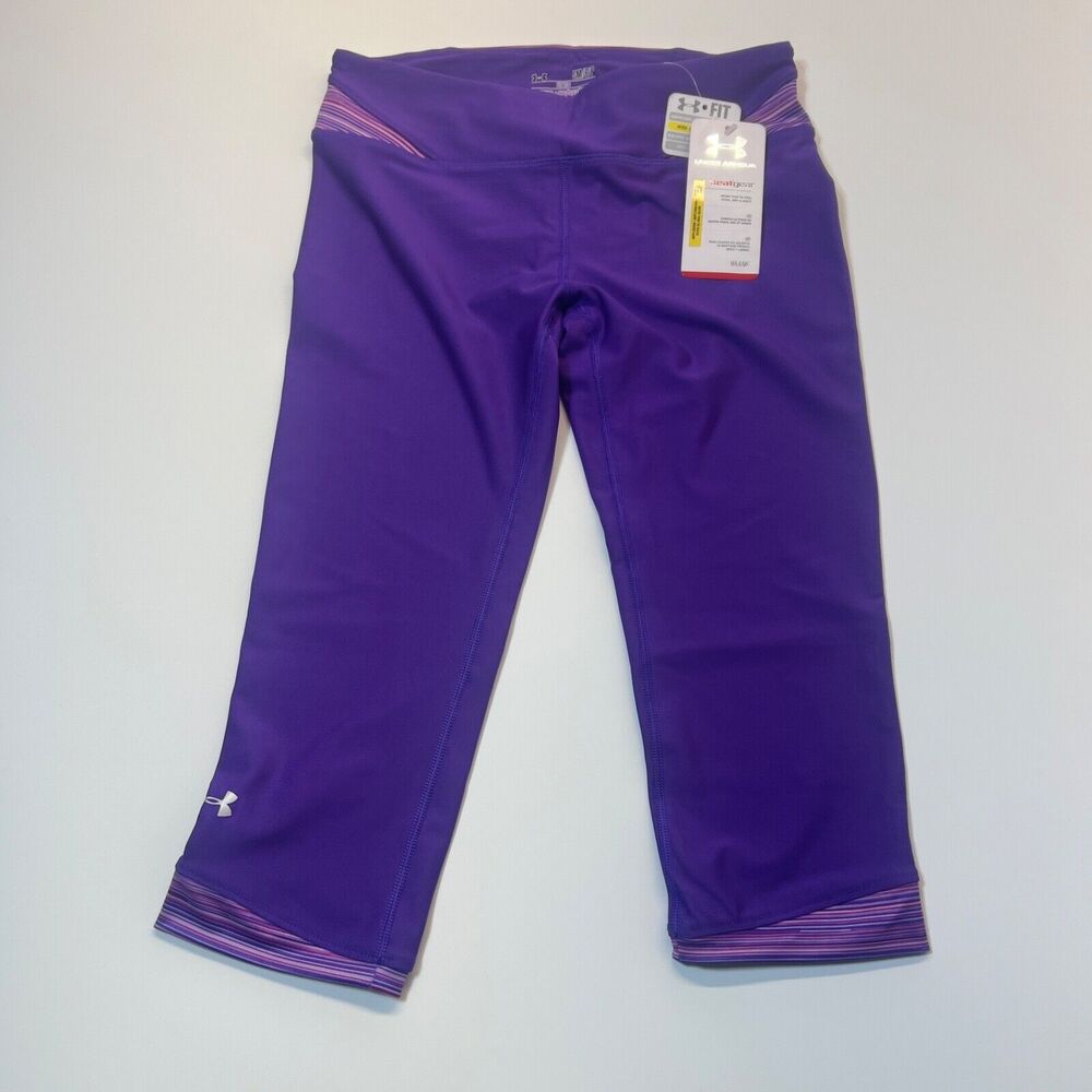 UA Under Armour Women’s HeatGear‎ Fitted Capri Leggings Size Small S Purple
